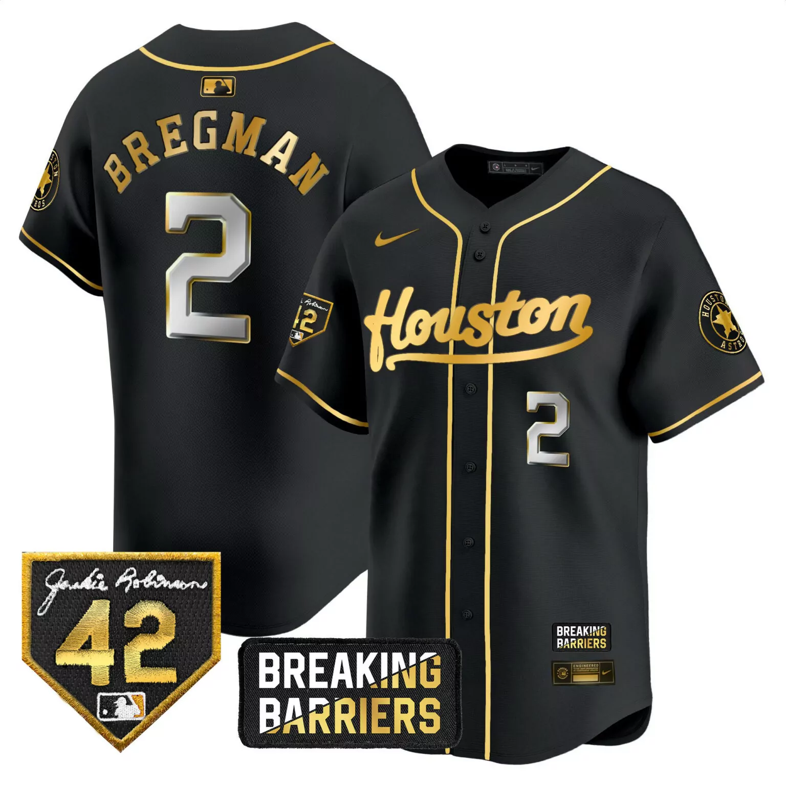 Alex Bregman 2 Houston Astros Jersey Black Jackie Robinson Day 42 Breaking Barriers