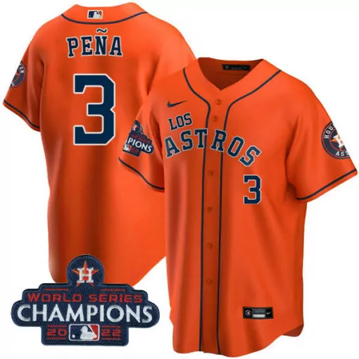 Jeremy Pea 3 Houston Astros Jersey Orange World Series Champions 2022 Men Navy Blue