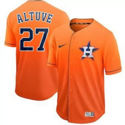 Jose Altuve 27 Houston Astros Jersey Orange Men Navy Blue White Cool Base Stitched
