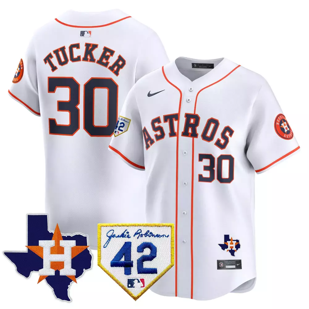Kyle Tucker 30 Astros Jersey White Jackie Robinson 42 Houston Men Orange Navy Home