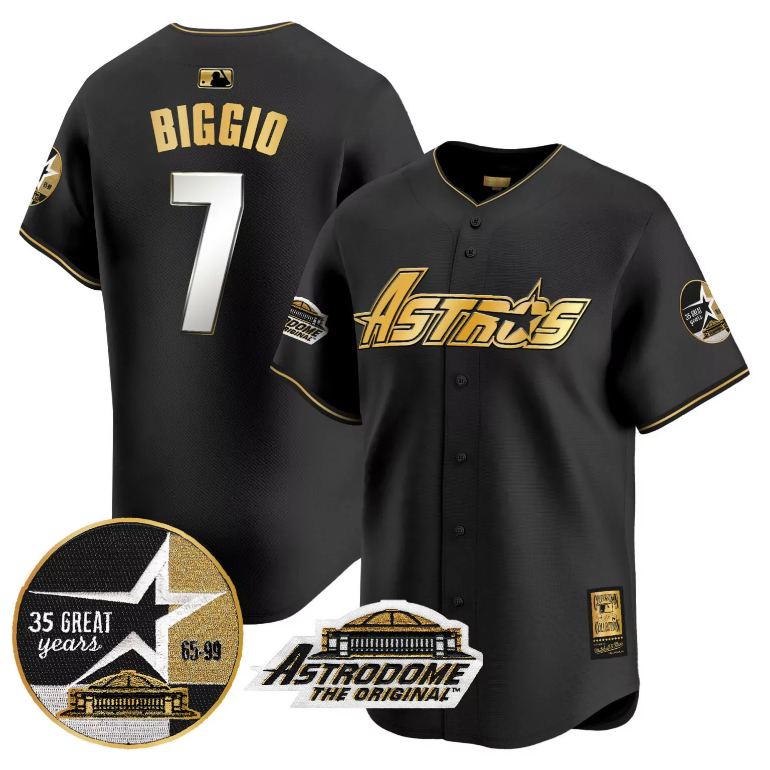 Craig Biggio 7 Astros Jersey Black Astrodome 35 Great Years 1965-1999 Original 1999