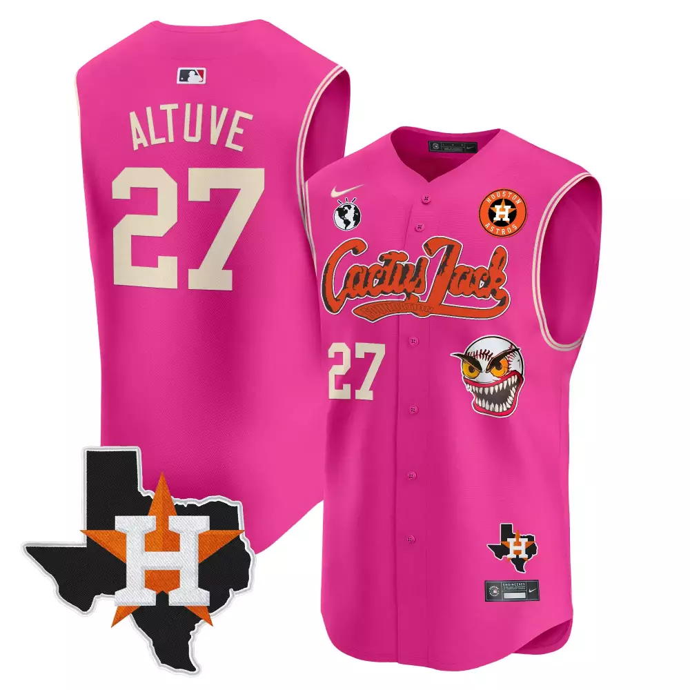 Alex Bregman 27 Houston Astros Jersey Pink Cactus Jack Texas Earth 2023 Men Alternate