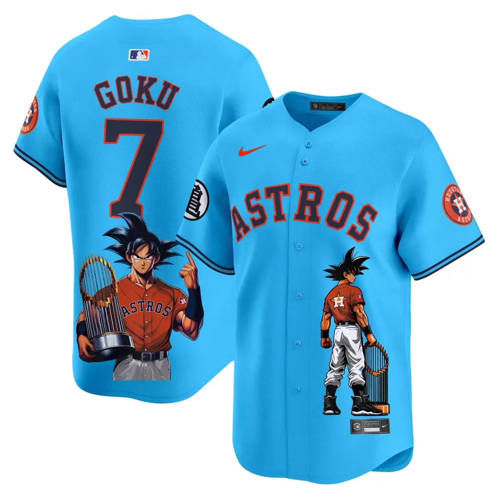 Goku 7 Astros Jersey Blue Dragon Ball Z Houston Character Men Orange Black Vapor