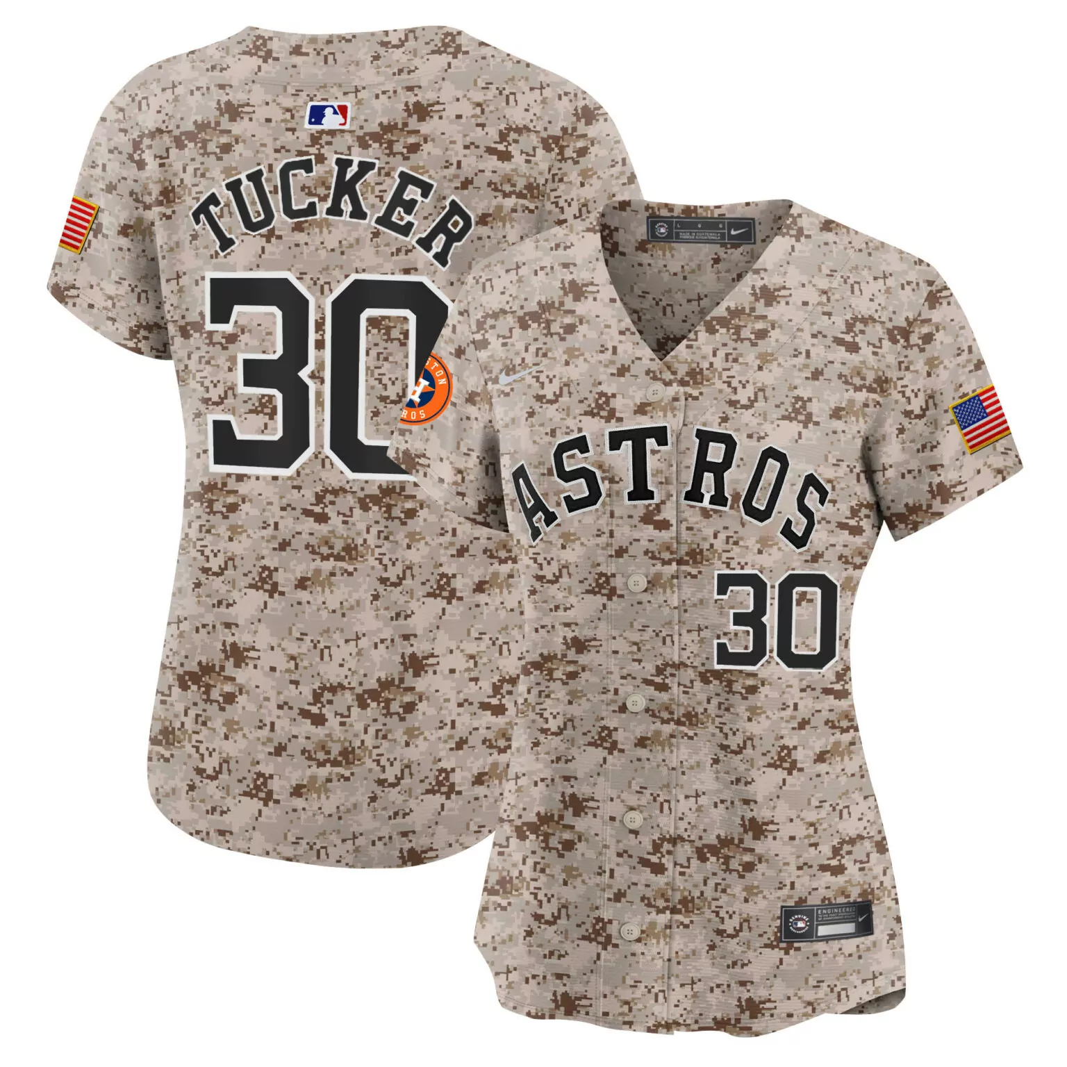 Kyle Tucker 30 Astros Jersey Tan American Flag Men Custom Design Brown Black Alternate