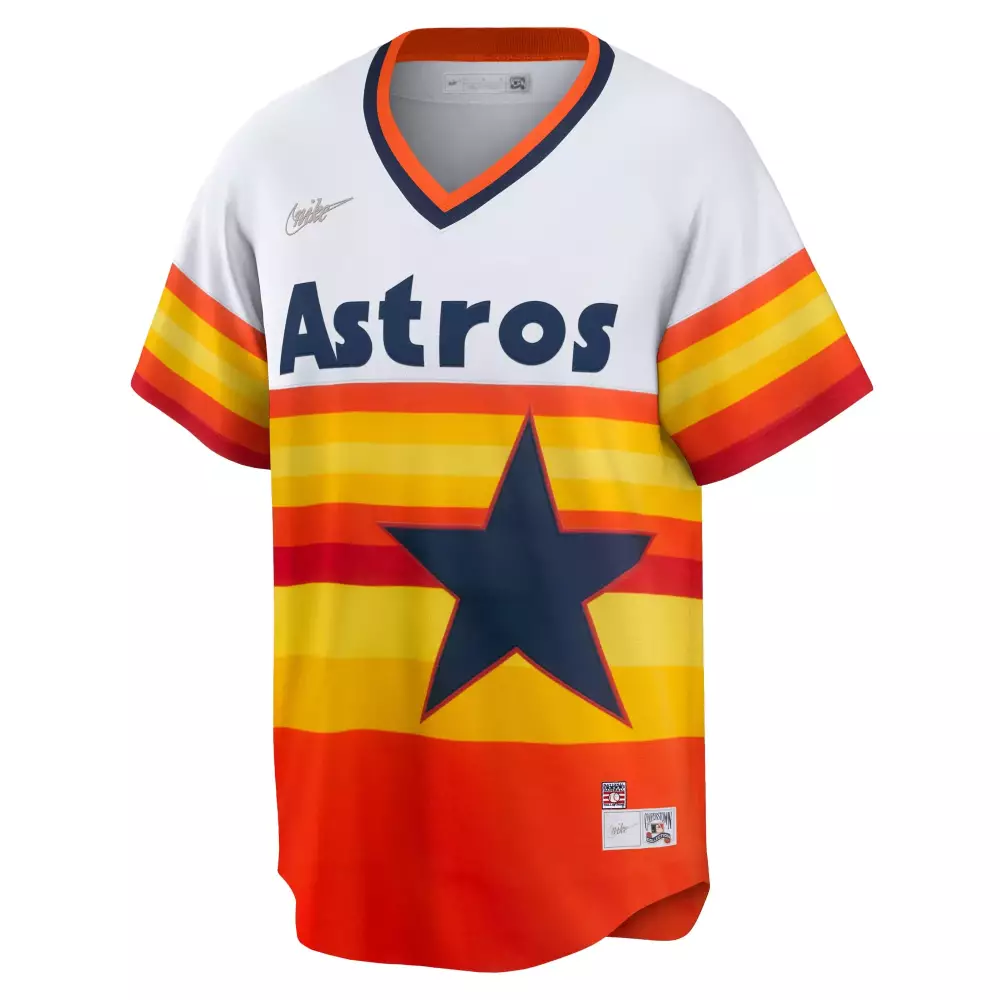 Nolan Ryan Houston Astros Jersey Orange Men Throwback Split Design Yellow Red White