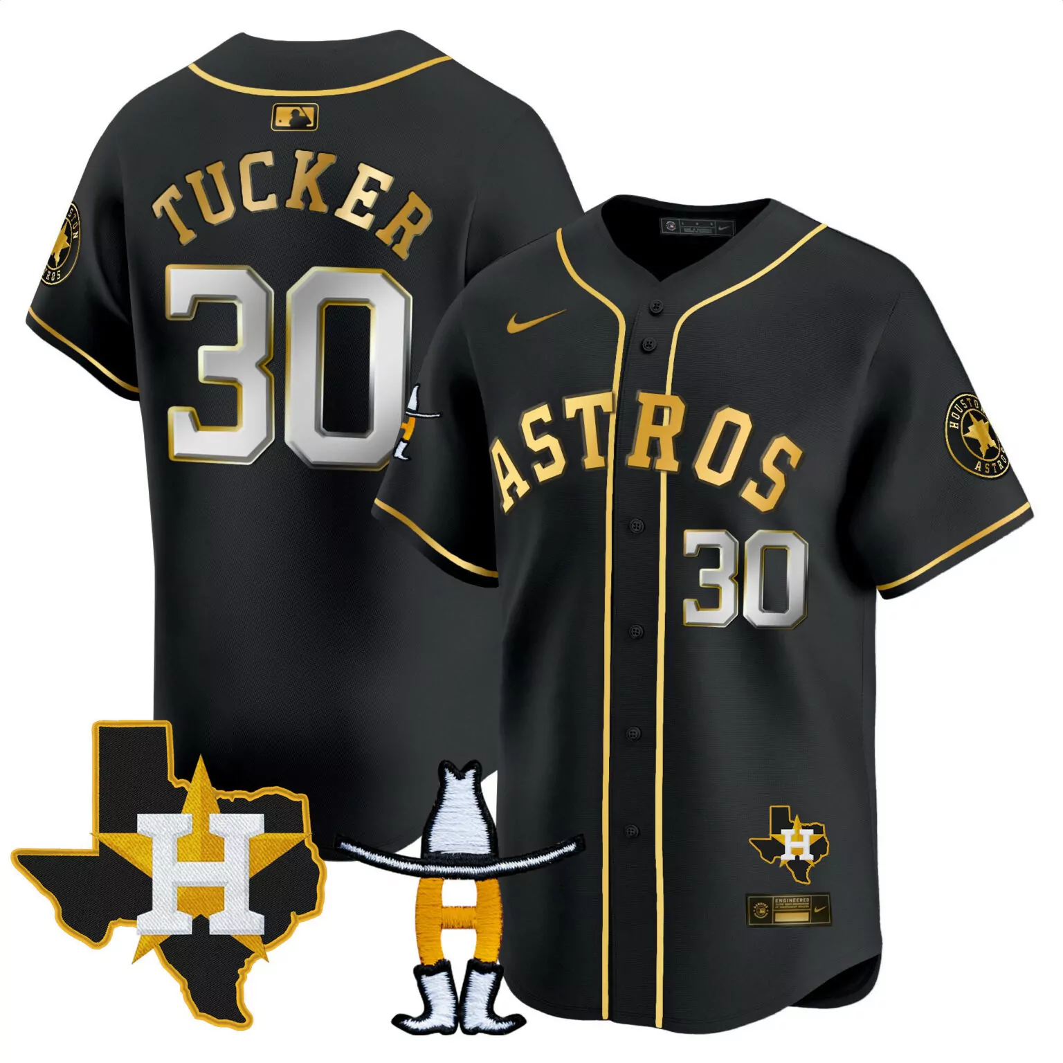 Kyle Tucker 30 Astros Jersey Black City Connect Texas Star Orbit Cowboy Men Gold