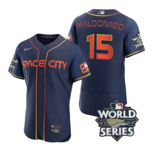 Martin Maldonado 15 Jersey Navy Space City Houston Astros World Series 2022 Men Orange