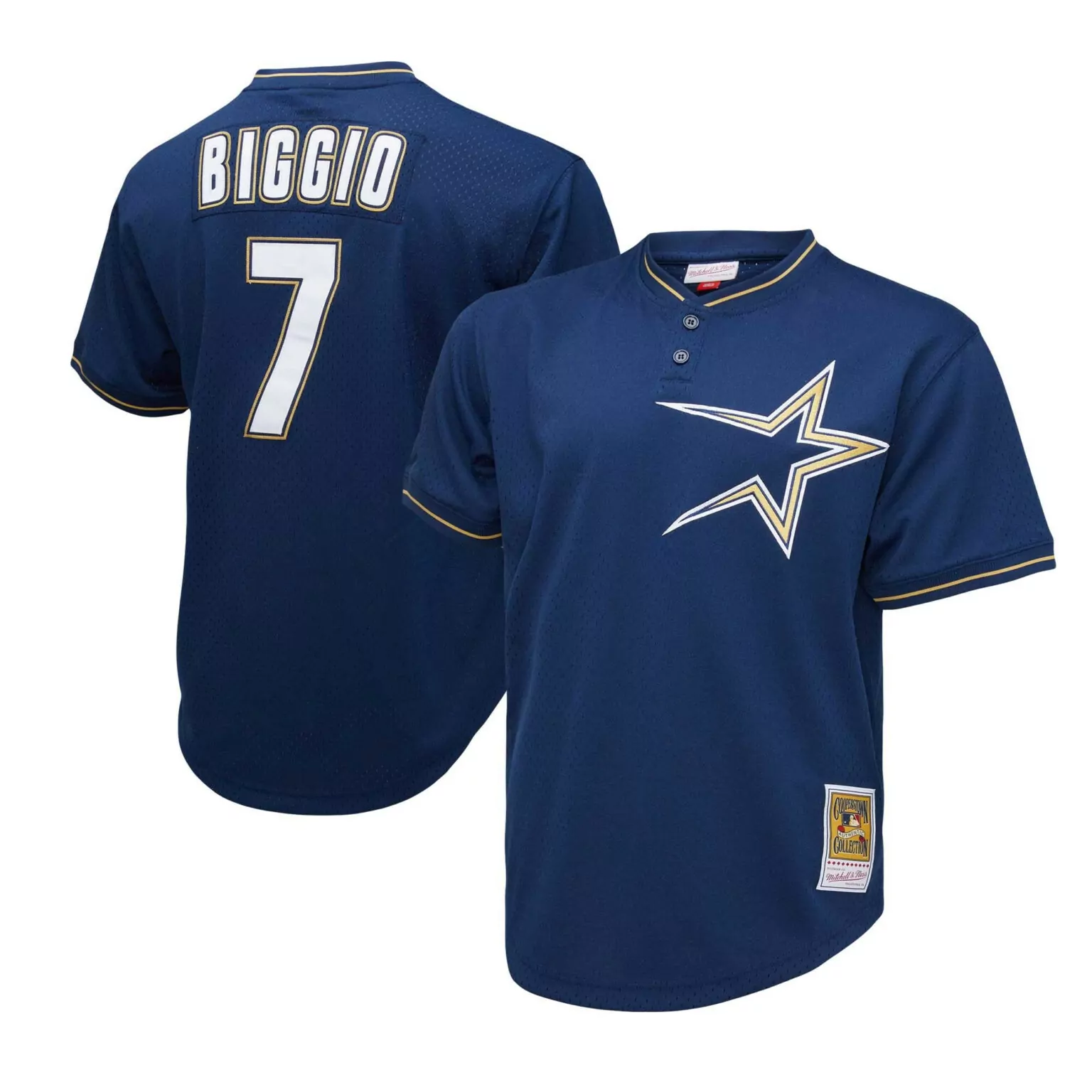 Craig Biggio 7 Houston Astros Jersey Navy Cooperstown Collection Men Gold White