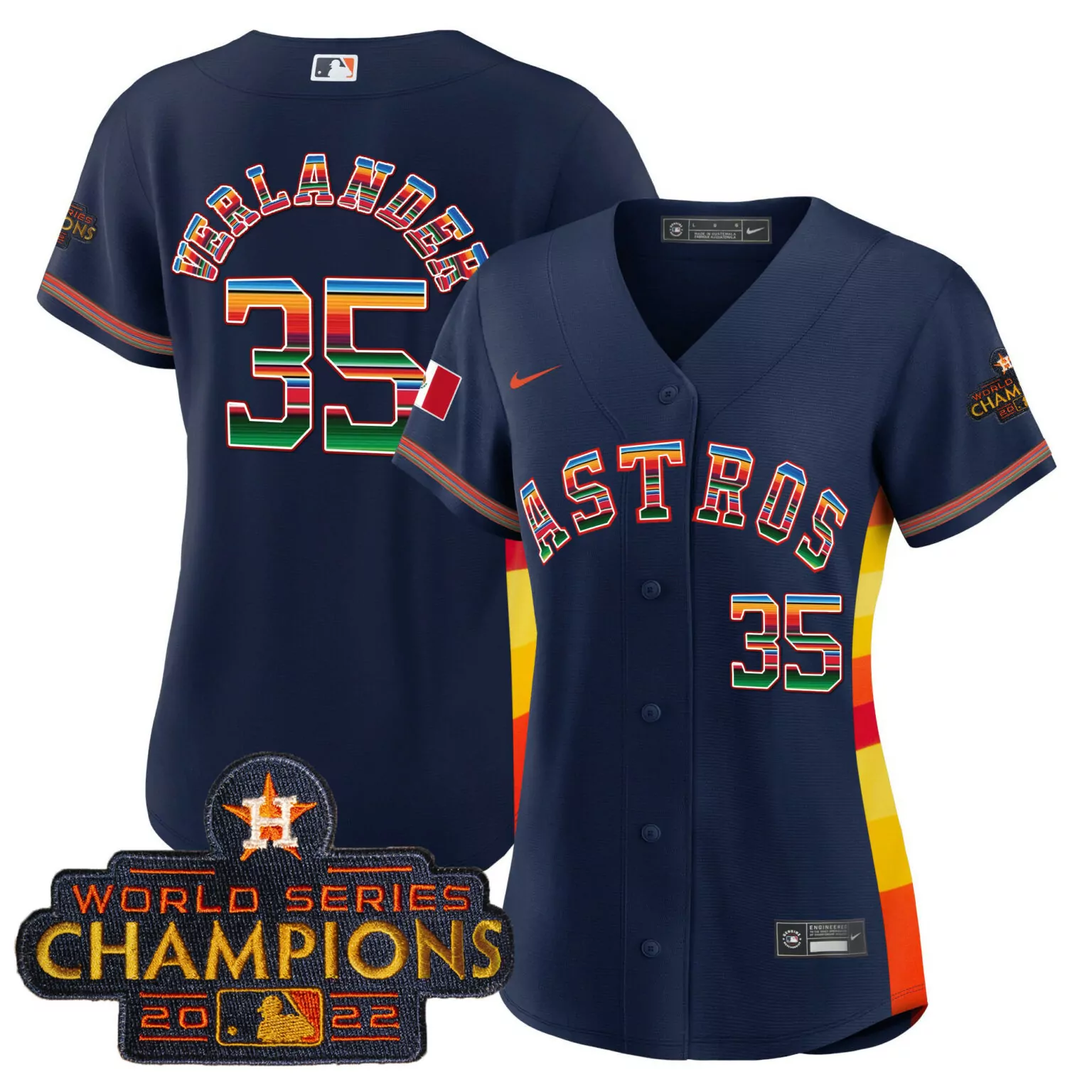 Justin Verlander 35 Astros Jersey Navy City Connect World Series Champions 2022 Men