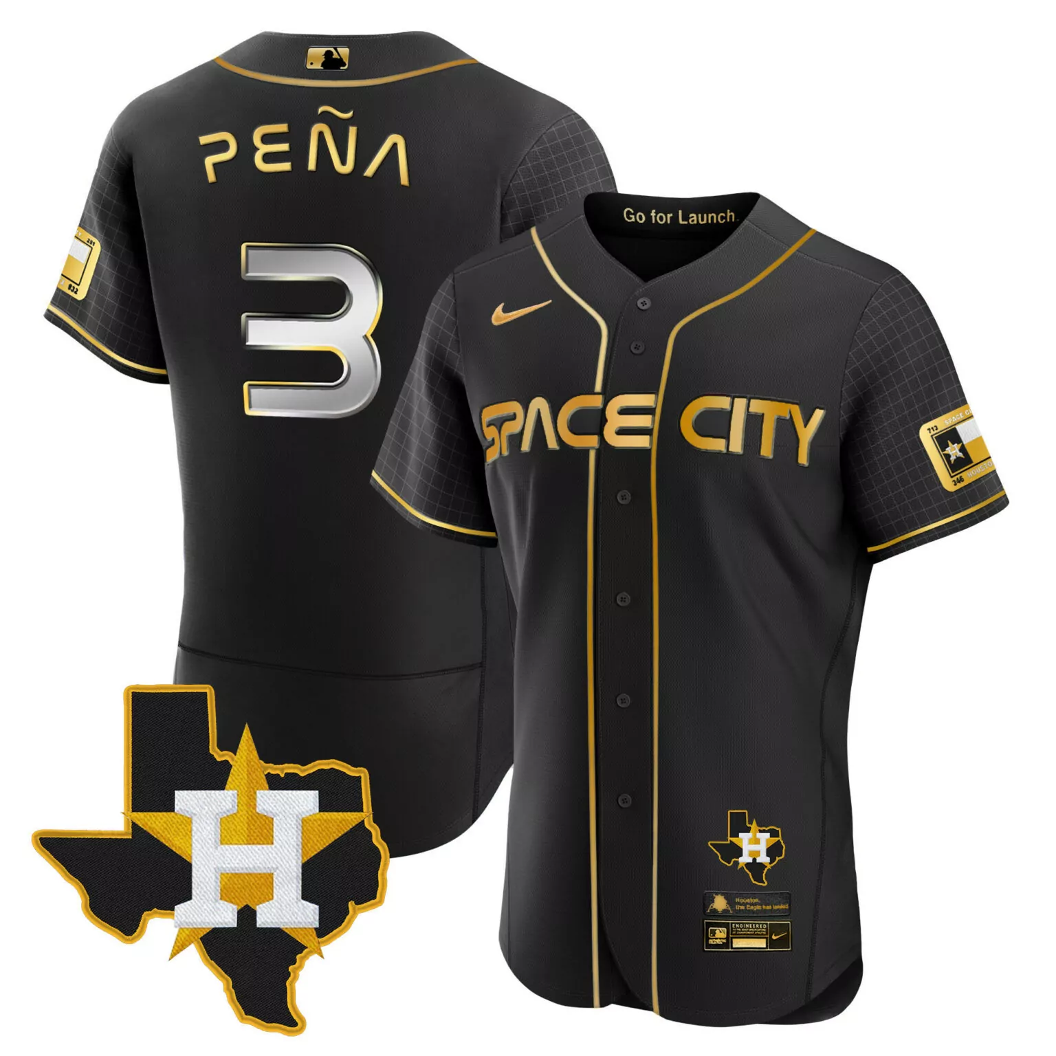 Jeremy Pena 3 Houston Astros Jersey Black Space City Texas State Eagle Has Landed