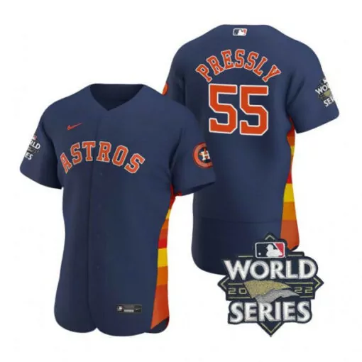 Ryan Pressly 55 Astros Jersey Navy World Series 2022 Men Orange Yellow Red