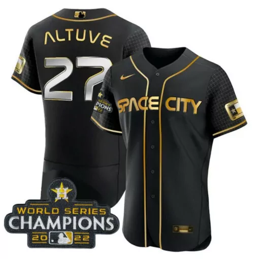 Jose Altuve 27 Houston Astros Jersey Black Space City World Series Champions 2022