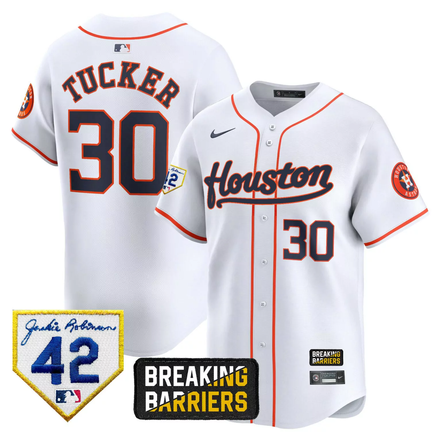 Kyle Tucker 30 Houston Astros Jersey White Jackie Robinson 42 Breaking Barriers Men