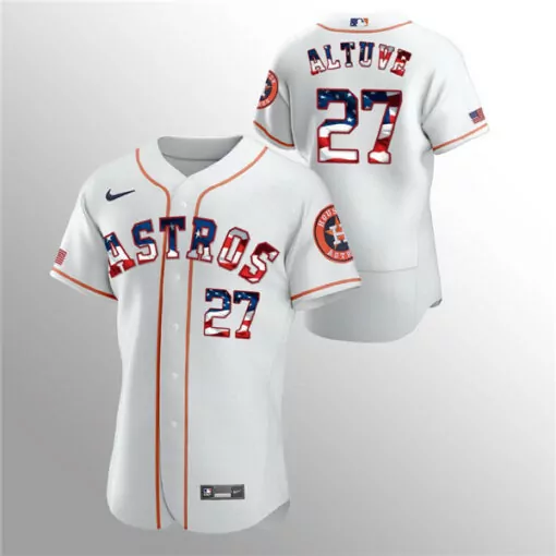 Jose Altuve 27 Astros Jersey White Independence Day Houston Men Orange Blue Red Flex
