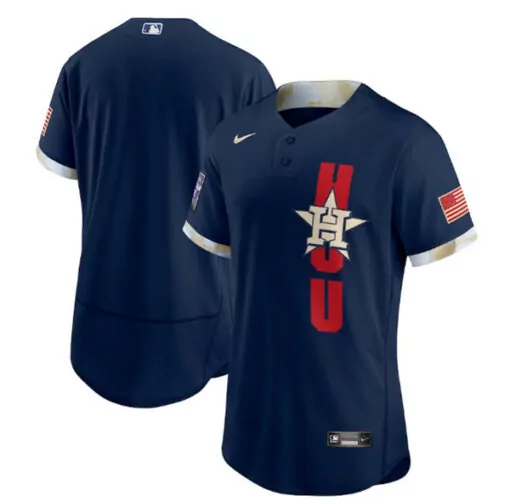 Alex Bregman 2 Houston Astros Jersey Navy Blue City Connect American Flag Men Split Design