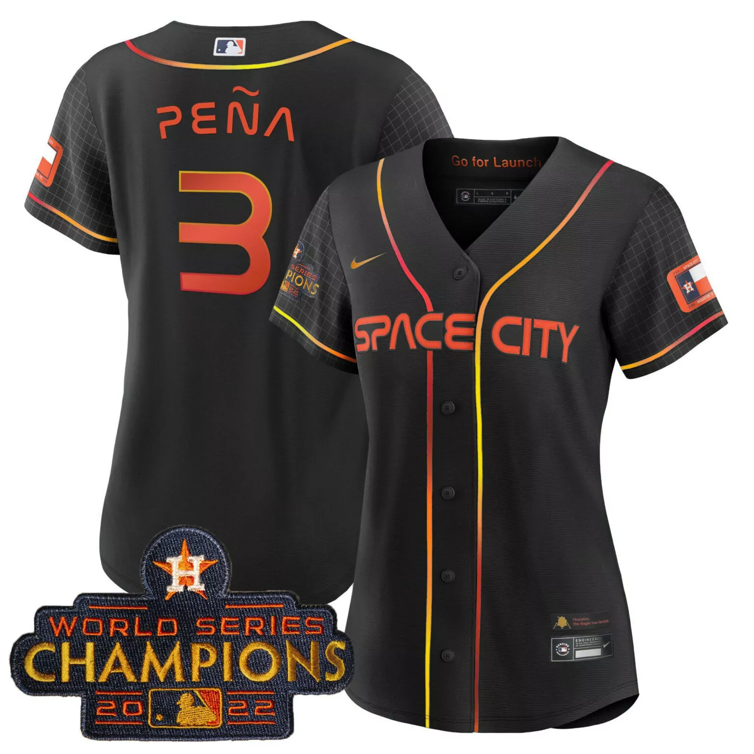 Jeremy Pena 3 Houston Astros Jersey Black World Series Champions 2022 Men Alternate