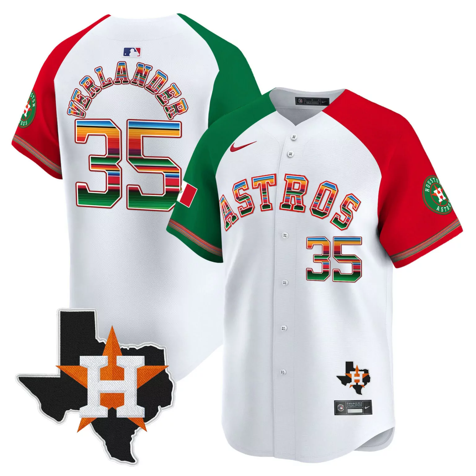 Justin Verlander 35 Astros Jersey White Houston Texas Men Split Custom Design Red