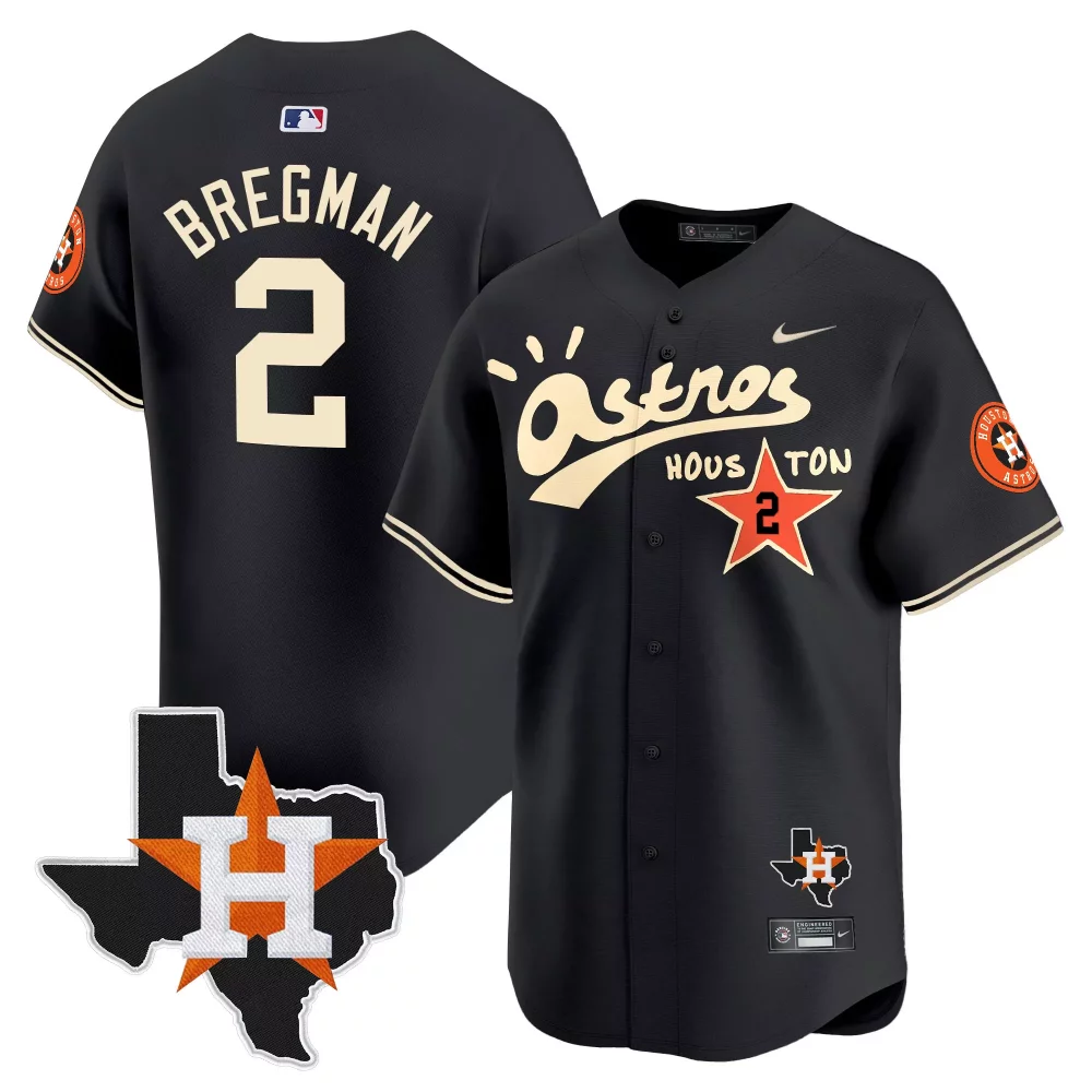 Alex Bregman 2 Astros Jersey Black City Connect Texas Shape 2023 Men Orange Cream