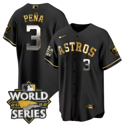 Jeremy Pea 3 Astros Jersey Black World Series 2022 Men Gold Cool All Stitched