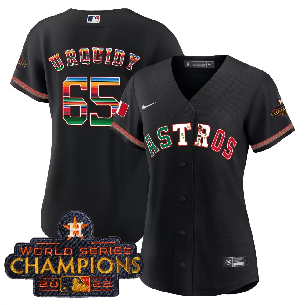 Jose Urquidy 65 Astros Jersey Black World Series Champions 2022 Men Custom Design