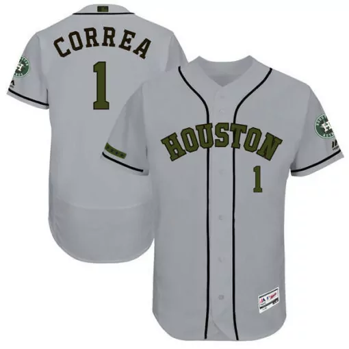 Carlos Correa 1 Houston Astros Jersey Gray Team Men Olive Green Black Collection