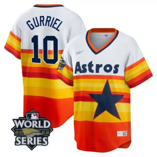 Yuli Gurriel 10 Astros Jersey Orange World Series 2022 Men Split Design Yellow White