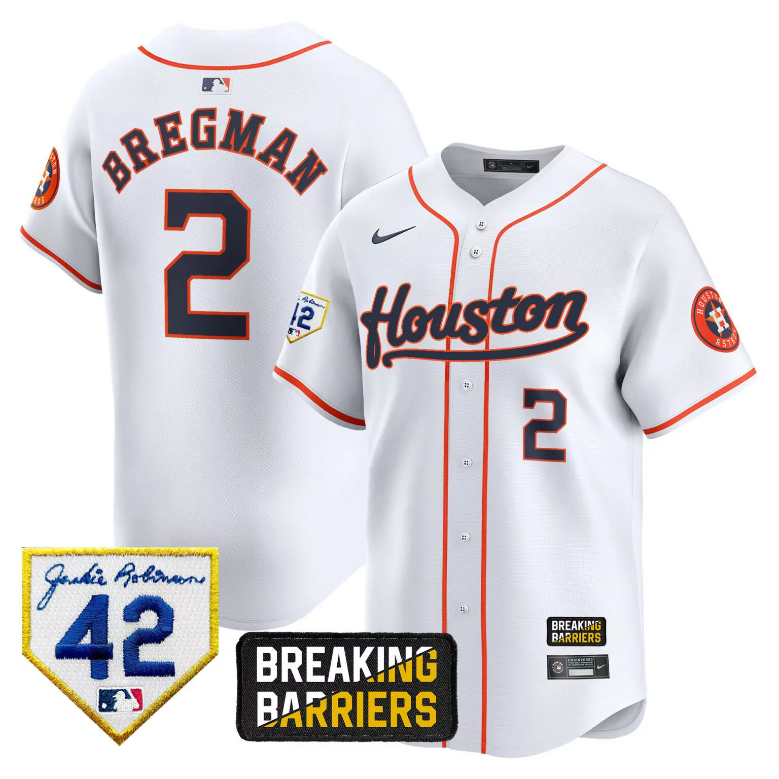 Alex Bregman 2 Houston Astros Jersey White Jackie Robinson Day 42 Breaking Barriers