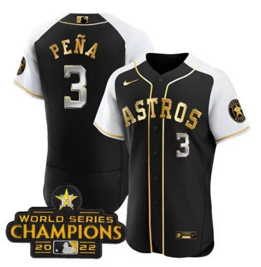 Jeremy Penaa 3 Astros Jersey Black World Series Champions 2022 Men White Gold Alternate