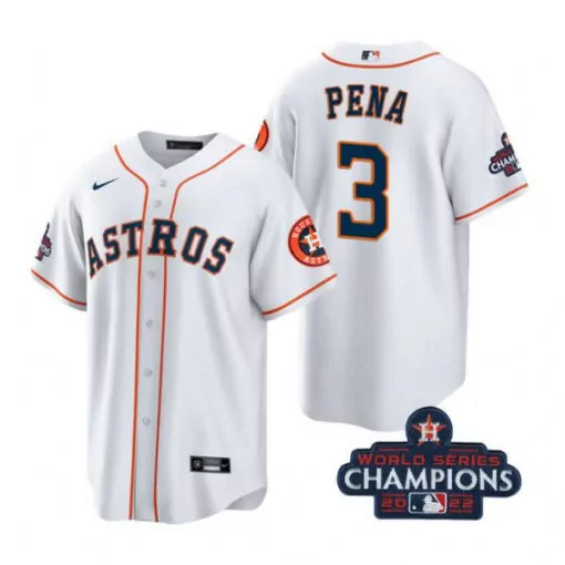 Jeremy Pena 3 Astros Jersey White World Series Champions 2022 Men Orange Navy Cool