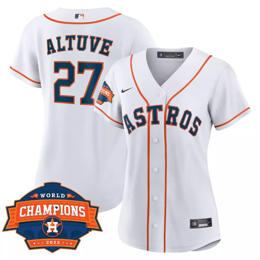Kyle Tucker 27 Astros Jersey White 2022 World Series Champions Men Orange Navy Flex