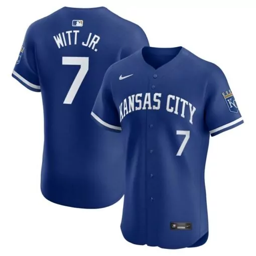 Bobby Witt 7 Kansas City Royals Jersey Royal Blue Men White Alternate Elite