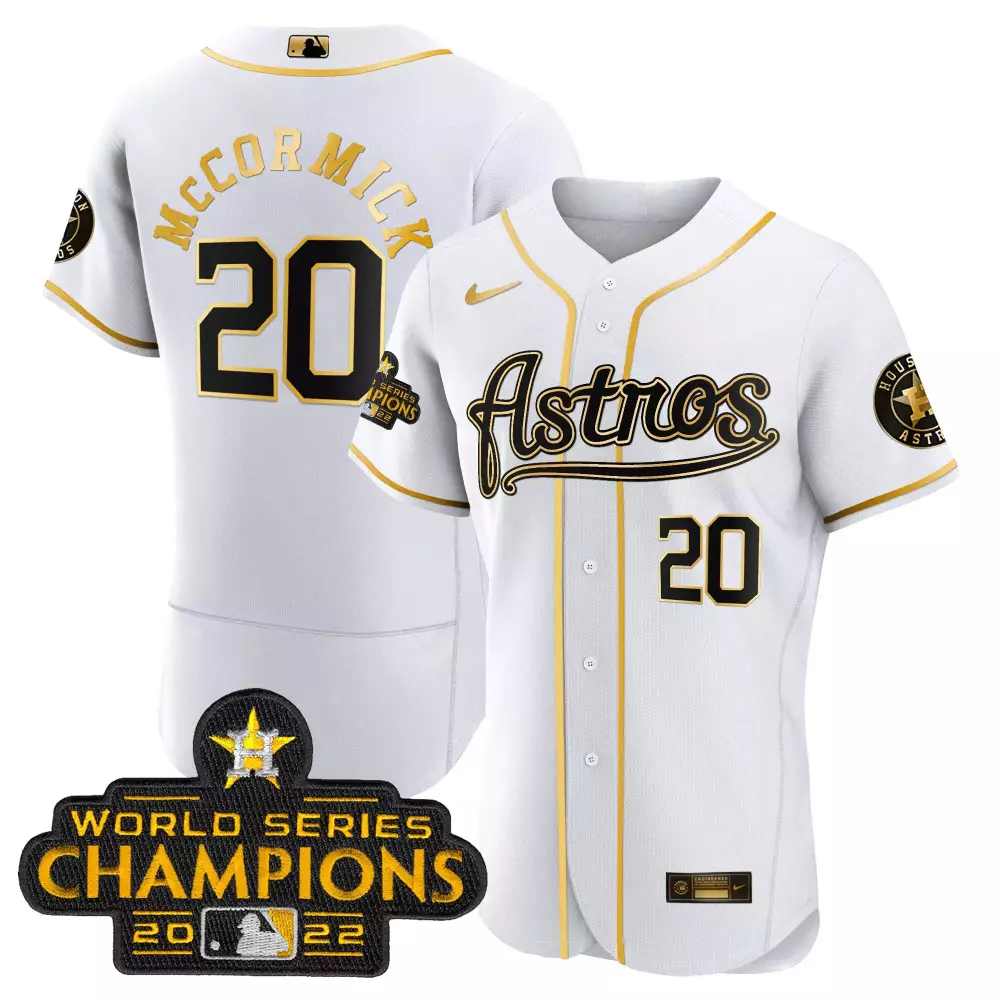 Chas Mccormick 20 Astros Jersey White World Series Champions 2022 Men Gold Black