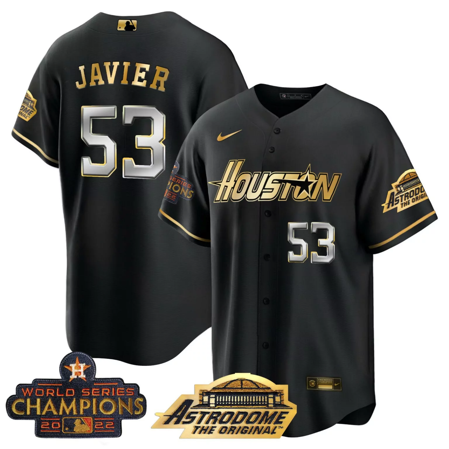 Cristian Javier 53 Astros Jersey Black World Series Champions 2022 Astrodome Original