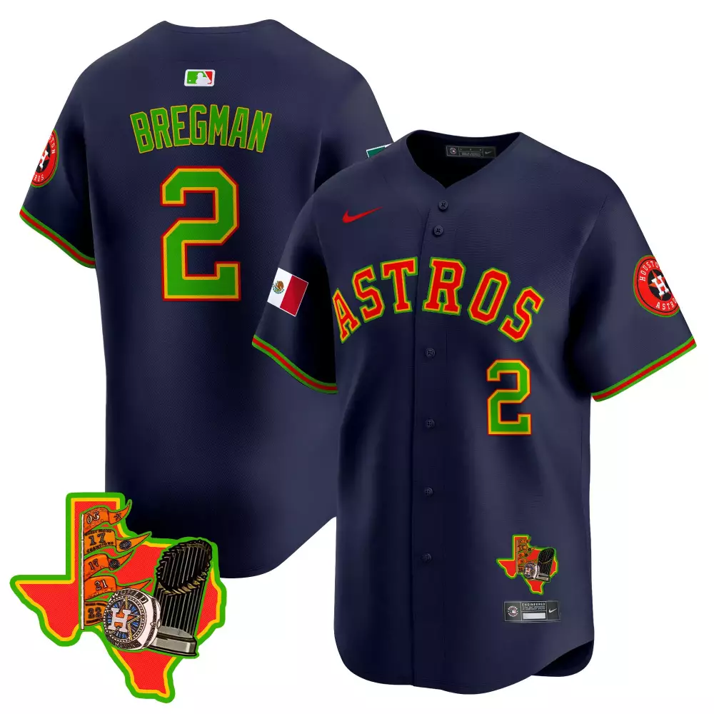 Alex Bregman 2 Astros Jersey Navy City Connect Mexico Flag Men Custom Design Green