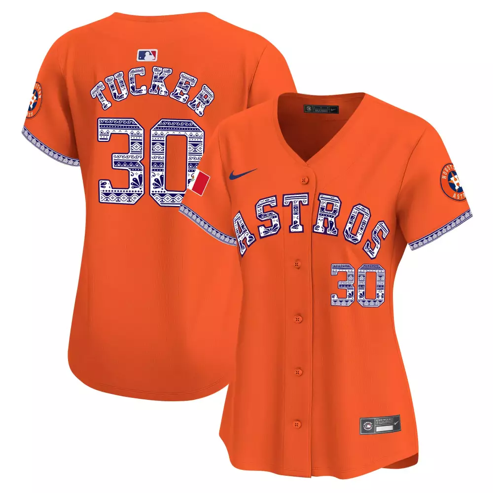 Kyle Tucker 30 Astros Jersey Orange Men Custom Design White Blue Vapor Premier Limited