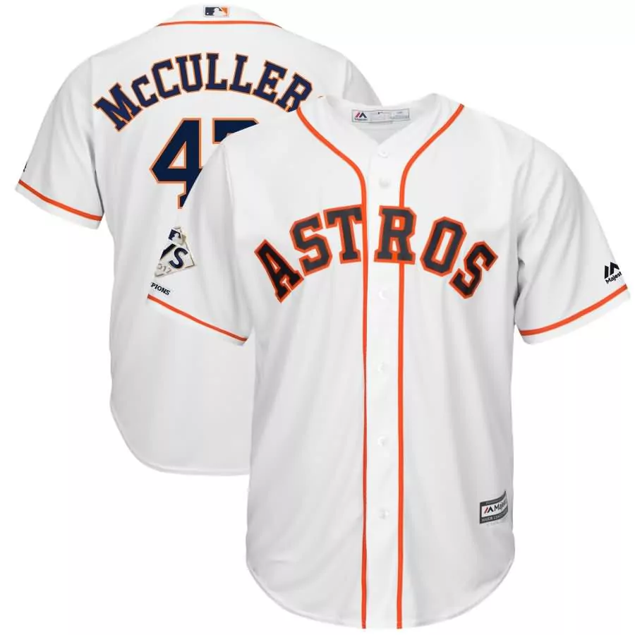 Lance Mccullers 45 Astros Jersey White World Series Champions 2017 Men Navy Orange