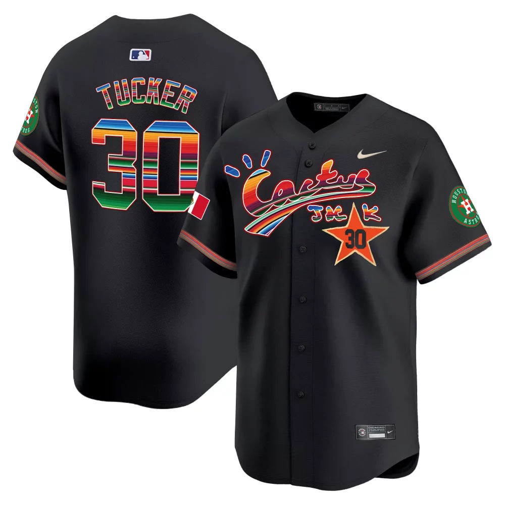 Kyle Tucker 30 Houston Astros Jersey Black Cactus Jack Mexican Flag Men Alternate