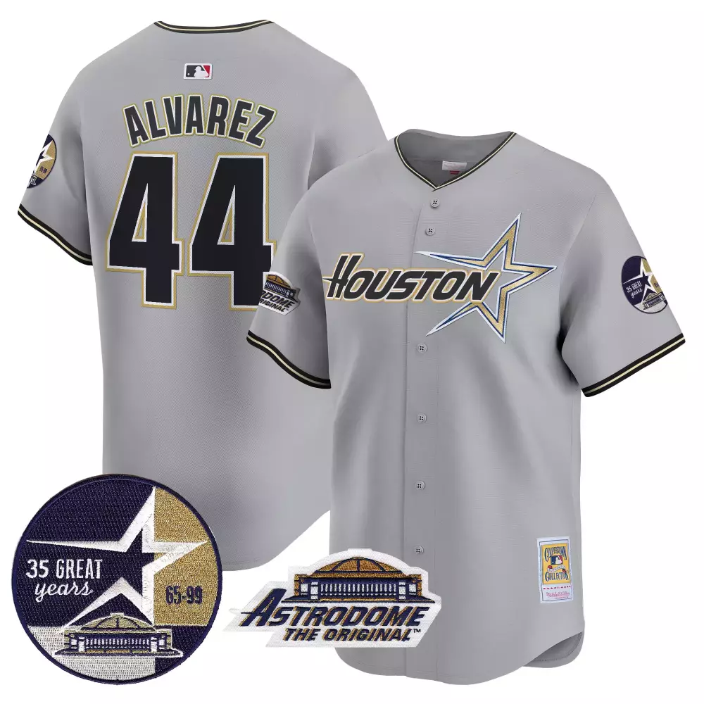 Yordan Lvarez 44 Houston Astros Jersey Gray Astrodome 35 Great Years 65-99 Original