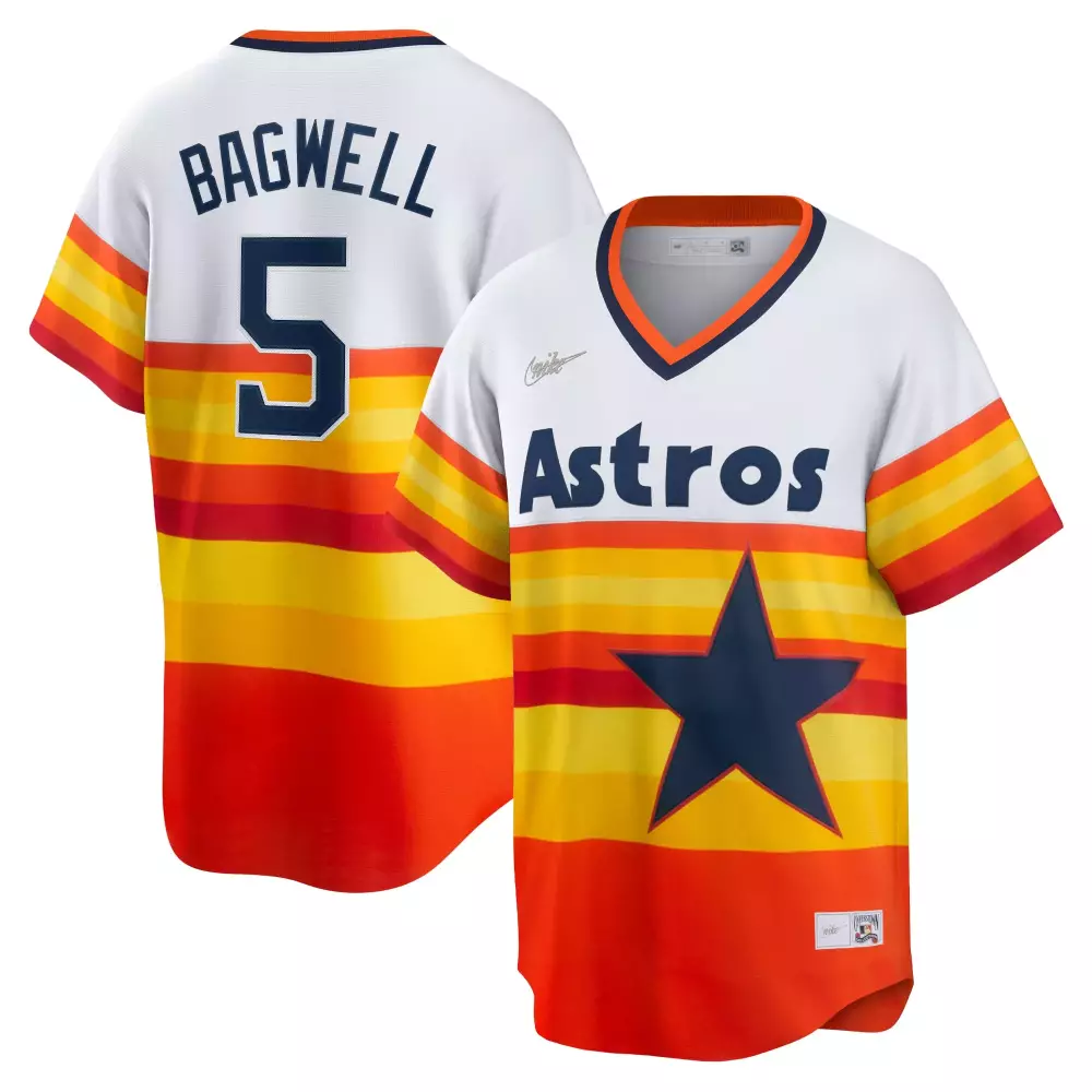 Jeff Bagwell 5 Astros Jersey White Men Alternate Split Design Orange Yellow Red Navy