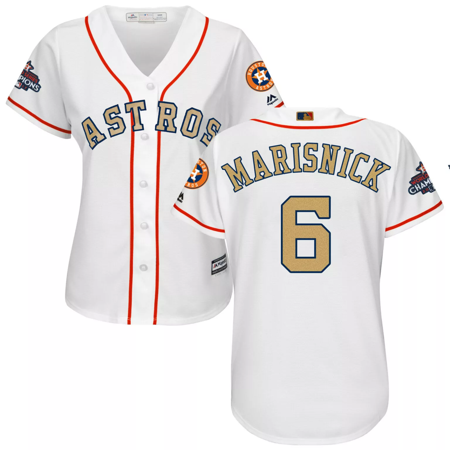 Jake Marisnick 6 Astros Jersey White World Series Champions Men Navy Orange Cool
