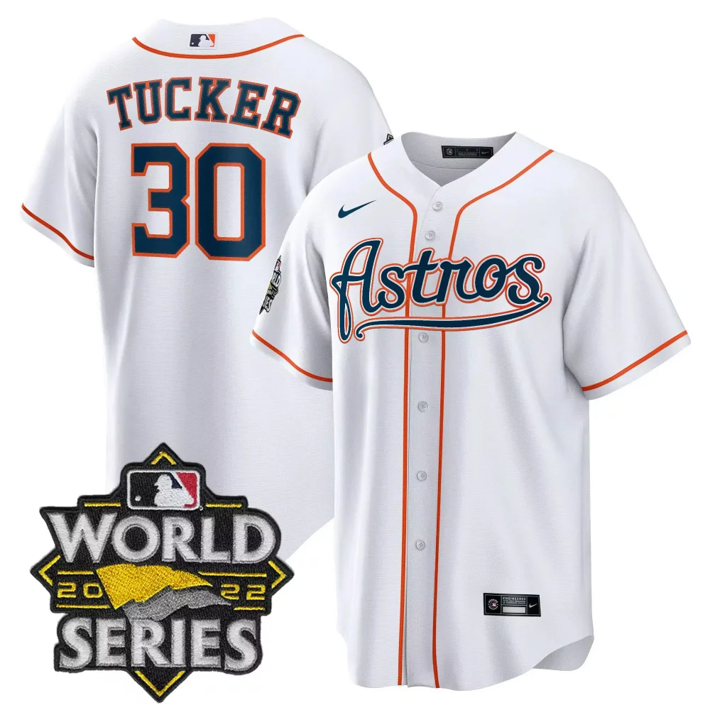 Kyle Tucker 30 Astros Jersey White World Series 2022 Men Navy Blue Orange Cool Home