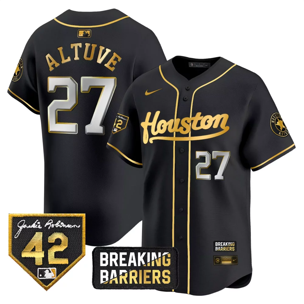 Altuve 27 Houston Astros Jersey Black Jackie Robinson Day 42 Breaking Barriers Men