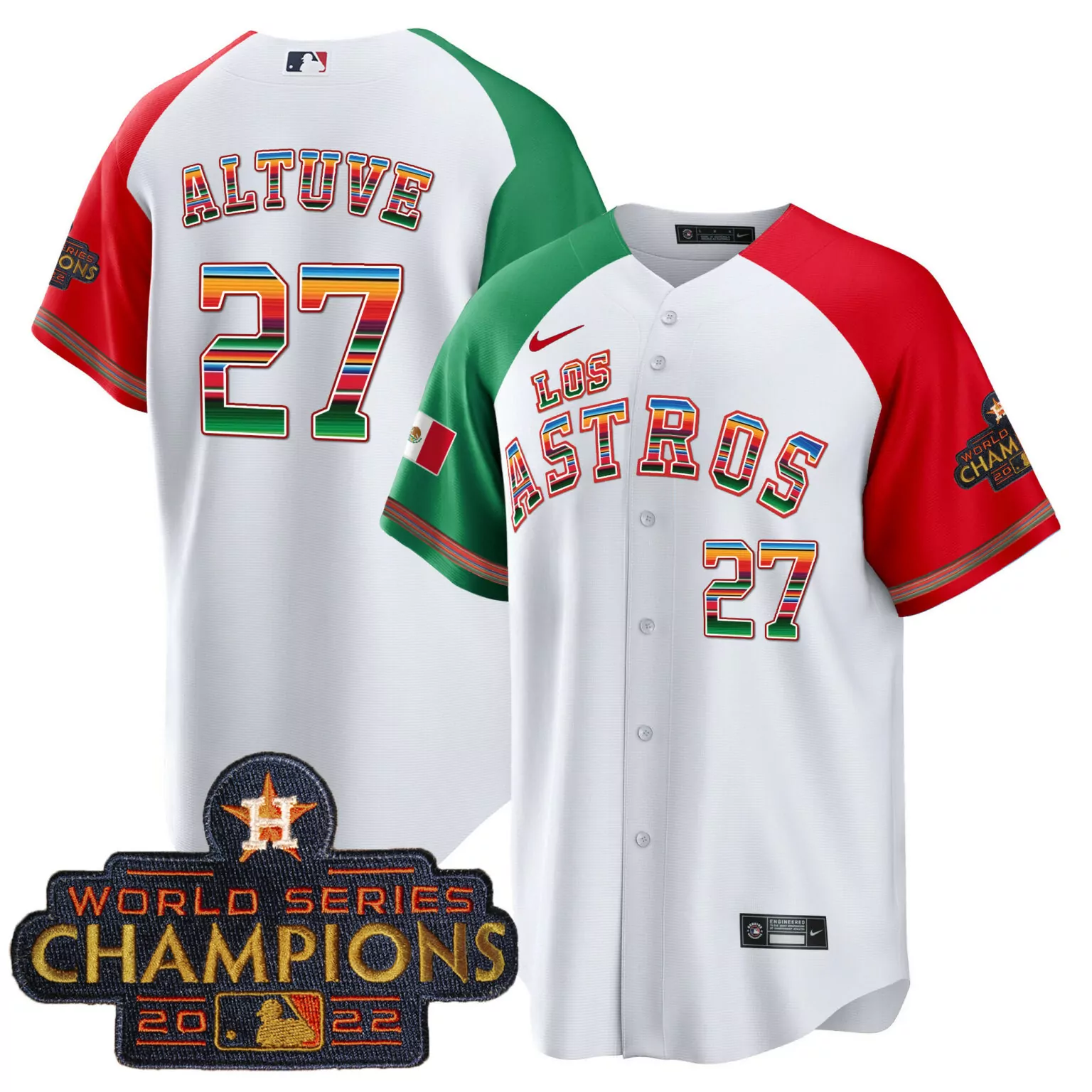 Jose Altuve 27 Los Astros Jersey White Cinco De Mayo World Series Champions 2022