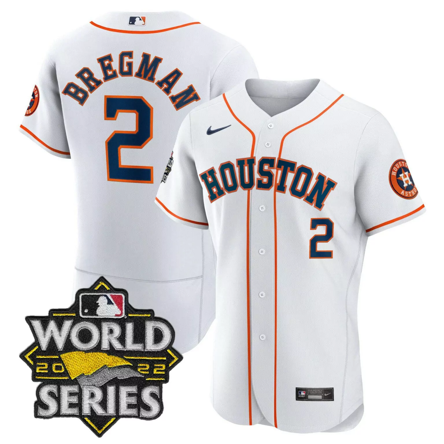 Alex Bregman 2 Houston Astros Jersey White World Series 2022 Men Orange Navy Blue