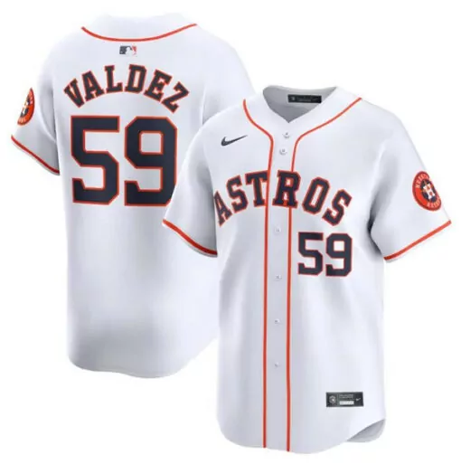 Framber Valdez 59 Astros Jersey White Men Orange Navy Home Stitched