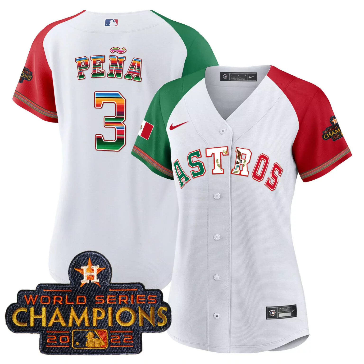 Jeremy Pena 3 Astros Jersey White Mexico World Series Champions 2022 Men Alternate