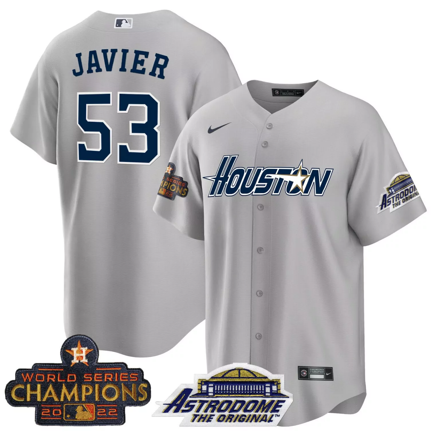 Cristian Javier 53 Houston Astros Jersey Silver World Series Champions 2022 Astrodome Original