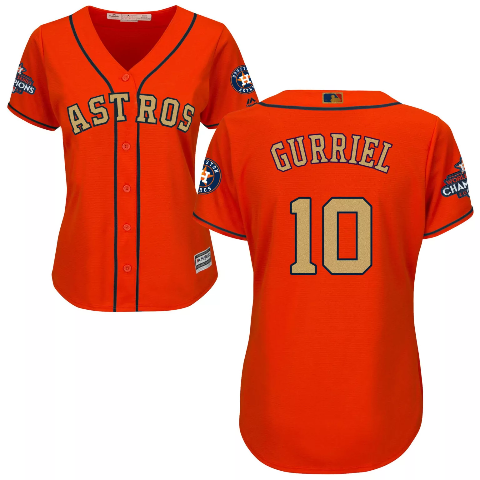 Yuli Gurriel 10 Houston Astros Jersey Orange World Series Champions Men Navy Blue