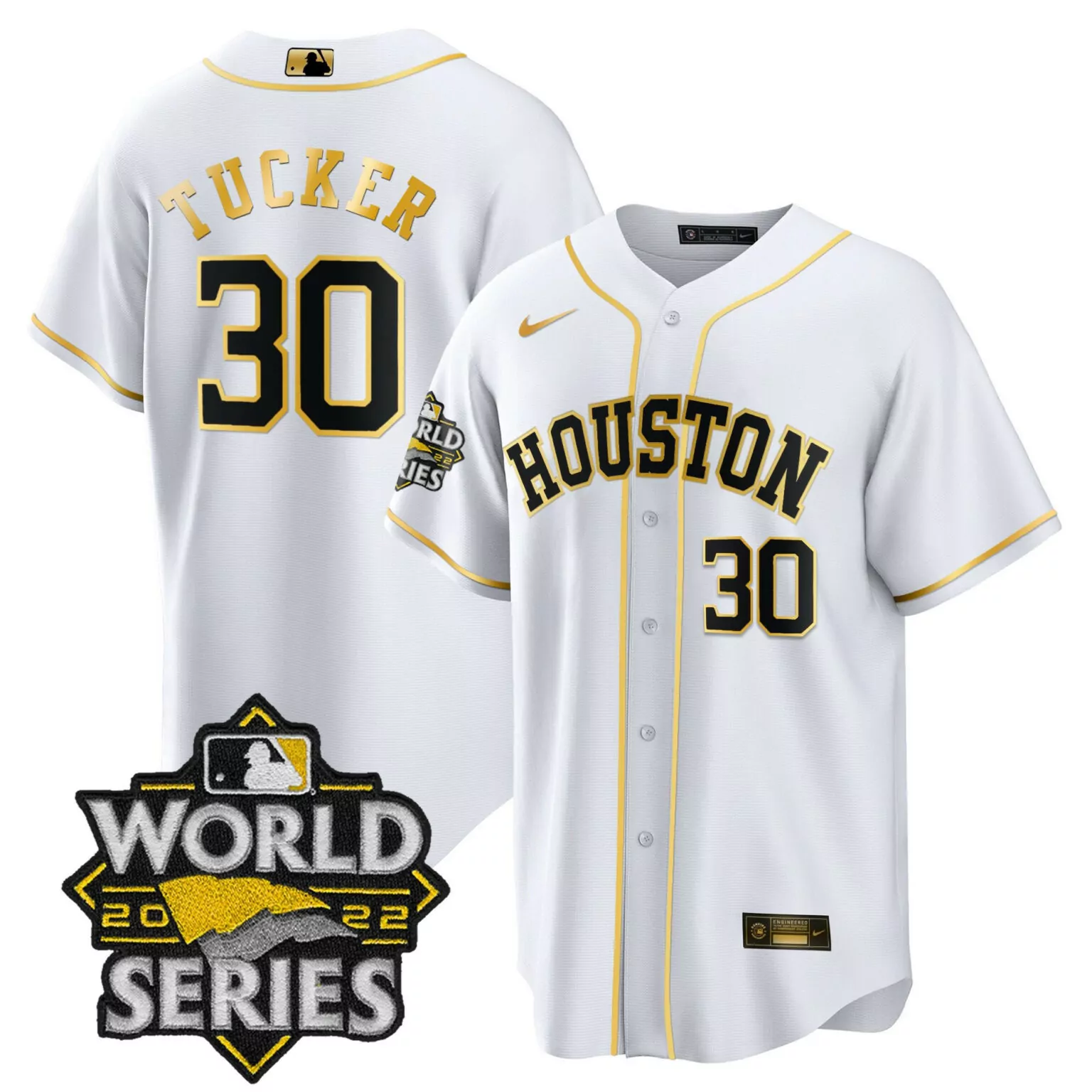 Kyle Tucker 30 Houston Jersey White World Series 2022 Men Gold Cool All Stitched