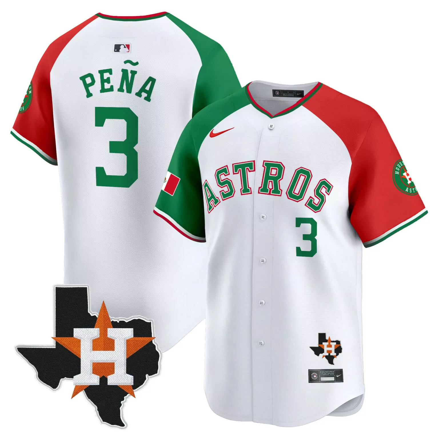 Jeremy Pena 3 Astros Jersey White City Connect Texas Mexico Flag 2023 Men Split Design
